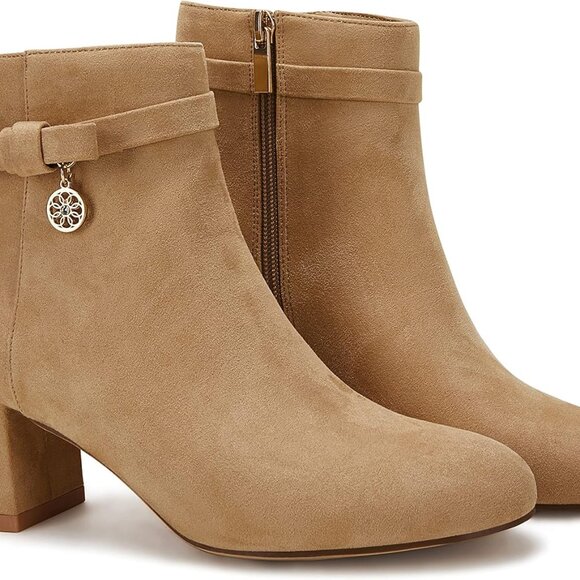 Women's Ankle Boots in Khaki with 2.5-inch Heel and Zipper - Picture 1 of 4